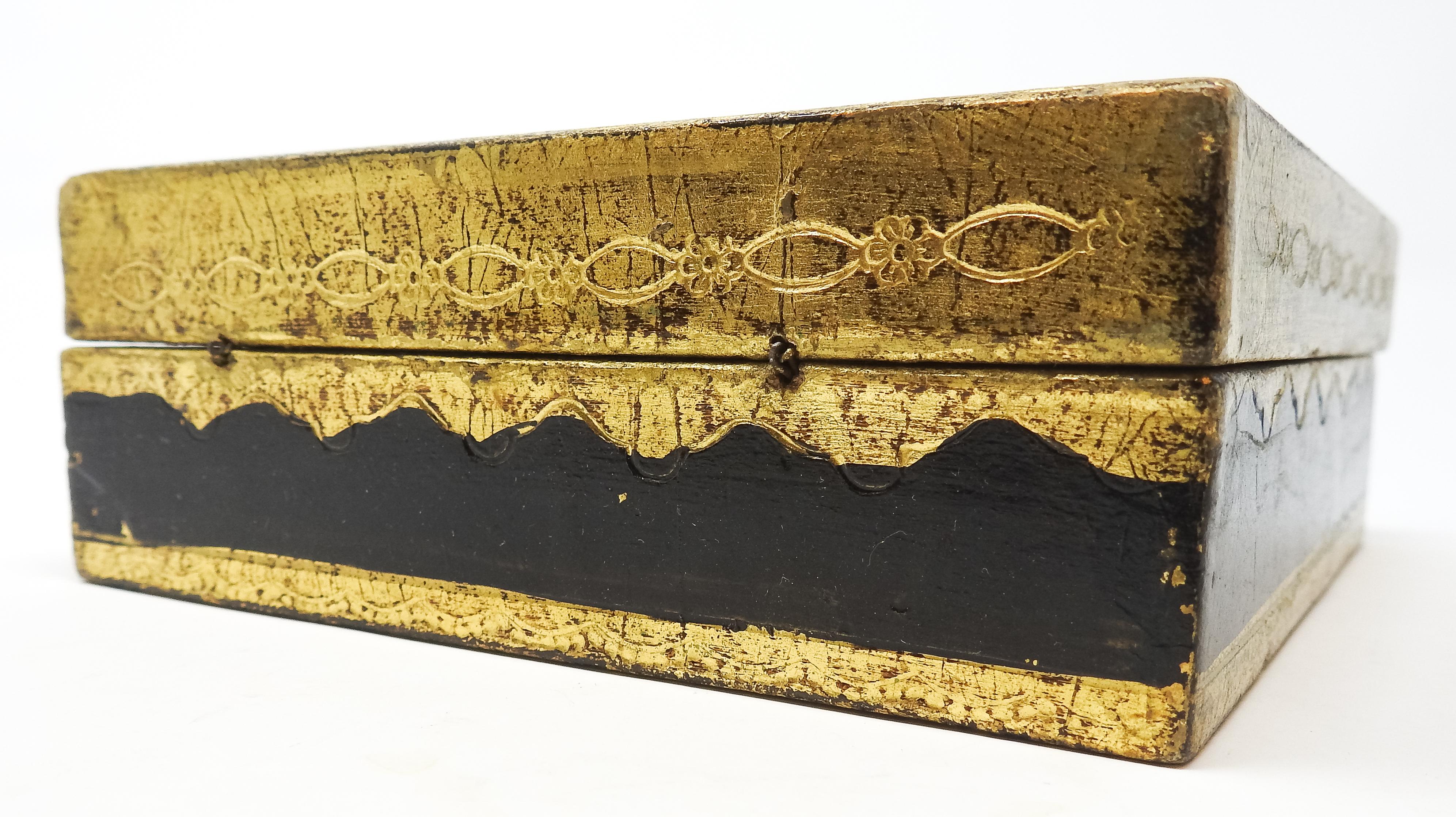 Black and Gold Gilded Florentine Box For Sale 1