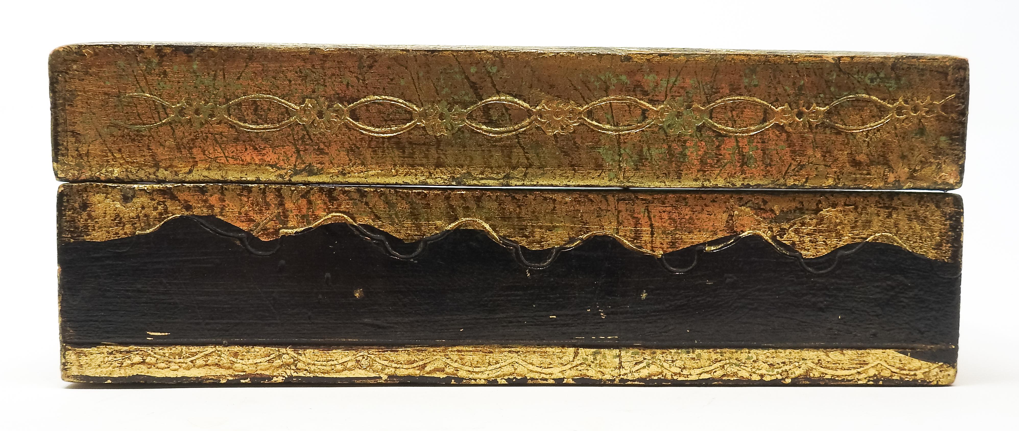 Italian Black and Gold Gilded Florentine Box For Sale