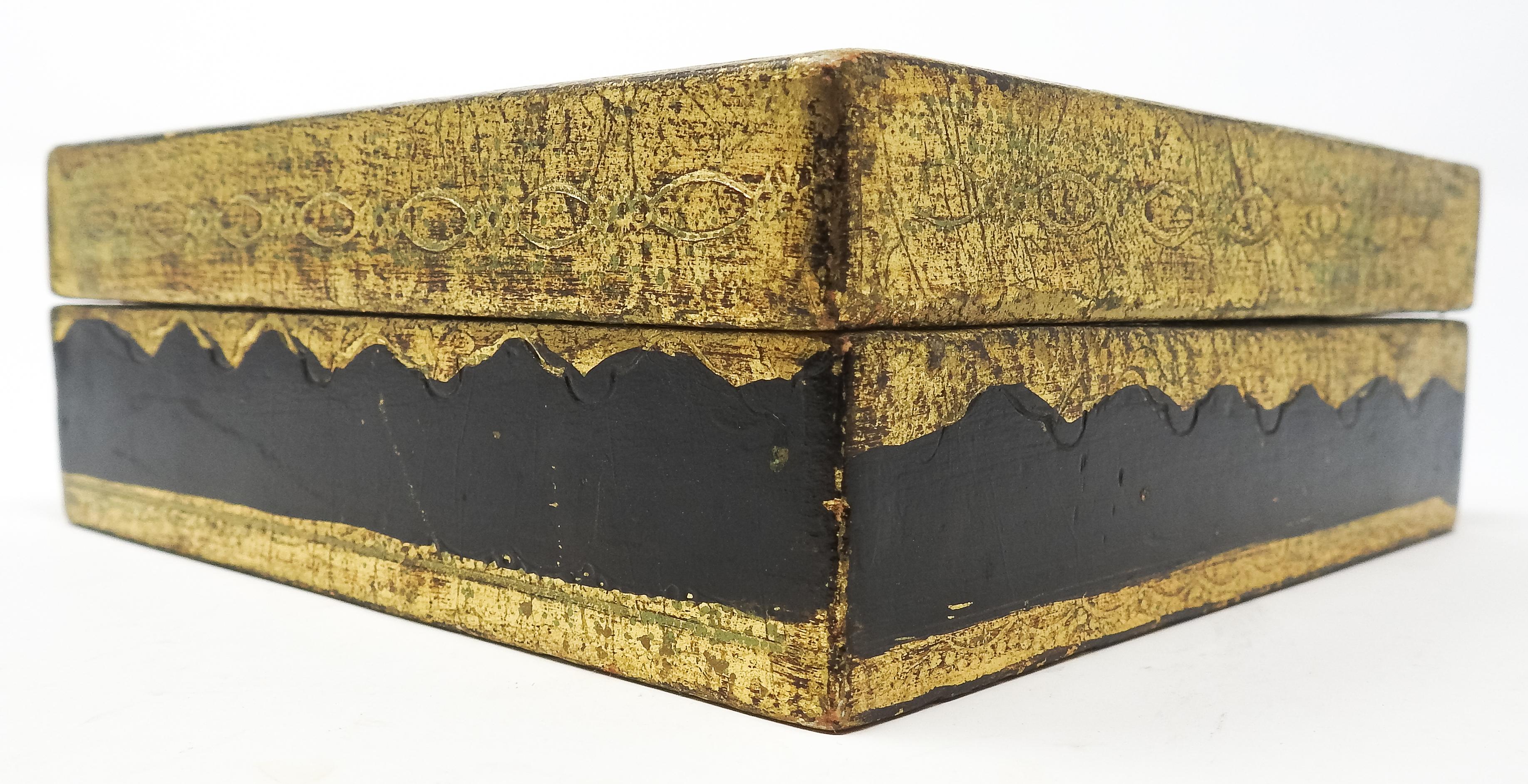 Hand-Crafted Black and Gold Gilded Florentine Box For Sale
