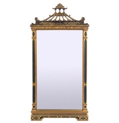 Vintage Black and Gold Gilt Chinoiserie Mirror