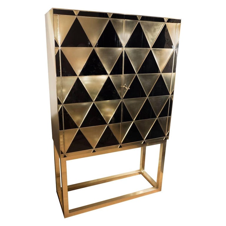 Black and Gold Glass Diamond Pattern Bar For Sale at 1stdibs