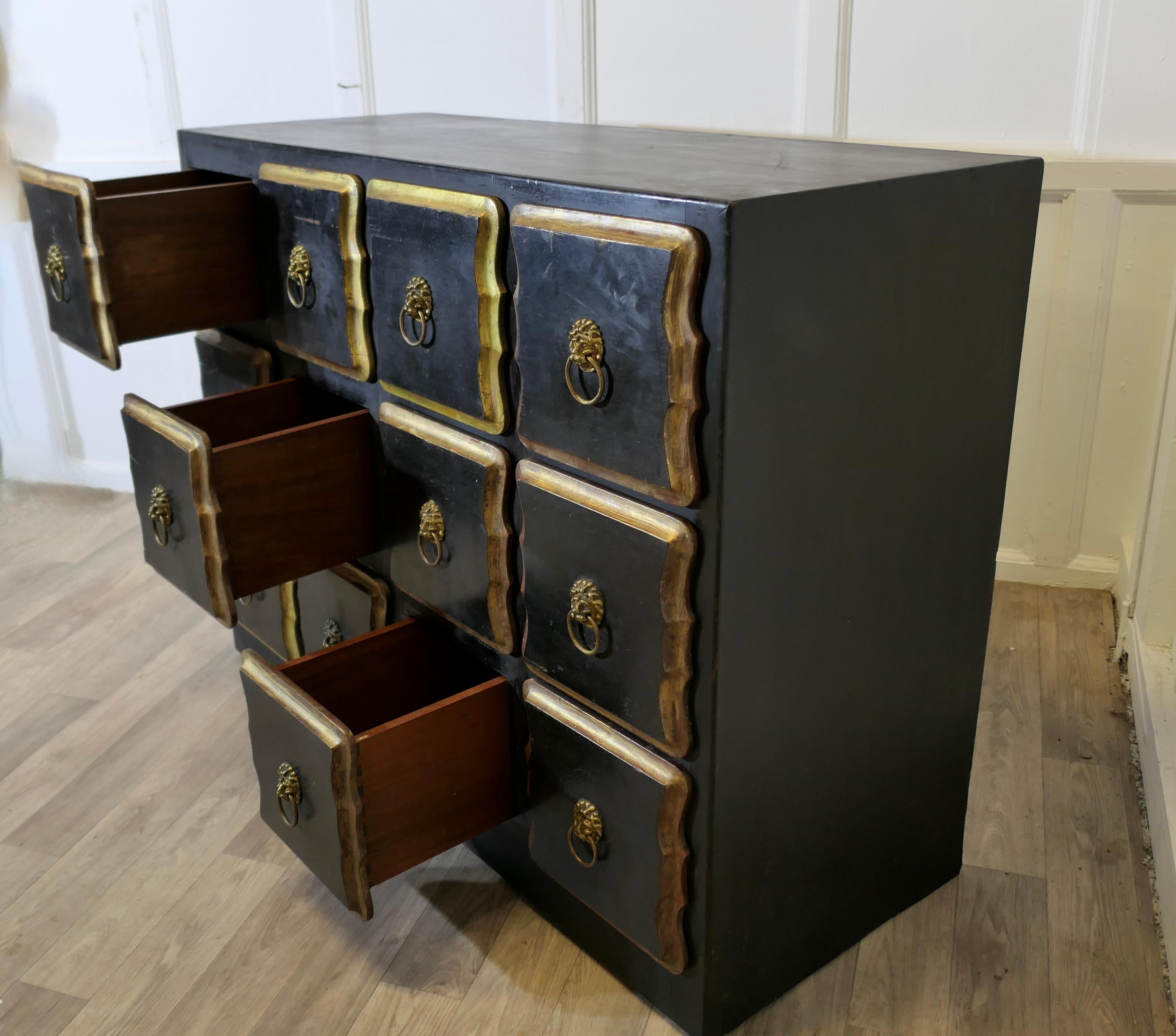 Armadietto del negozio Draper di merceria in oro e nero In condizioni buone in vendita a Godshill, Isle of Wight