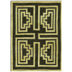 Black and Gold Handwoven Wool and Silk Rug from Labyrinth Collection by Gordian