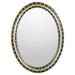 Black and Gold Irish 19th Century Oval Mirror with Glass Spheres