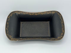 Black and Gold Italian Tole Bowl with Chinoiserie Scene