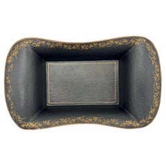 Black and Gold Italian Tole Bowl with Chinoiserie Scene