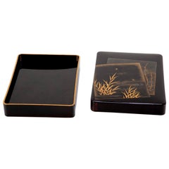 Black and Gold Lacquer Japanese Suzuribako Box