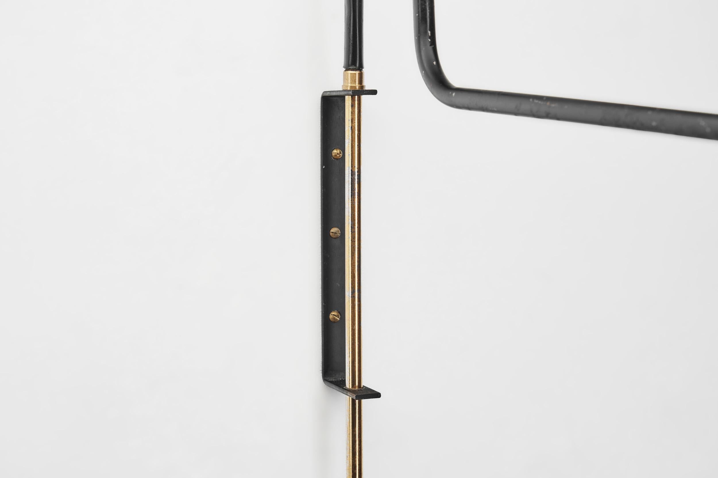 Black and Gold Lacquered Metal Wall Light, Europe, circa 1950s For Sale 3