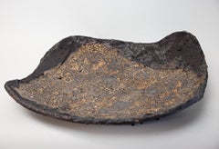 Black and Gold Large Low Stoneware Platter
