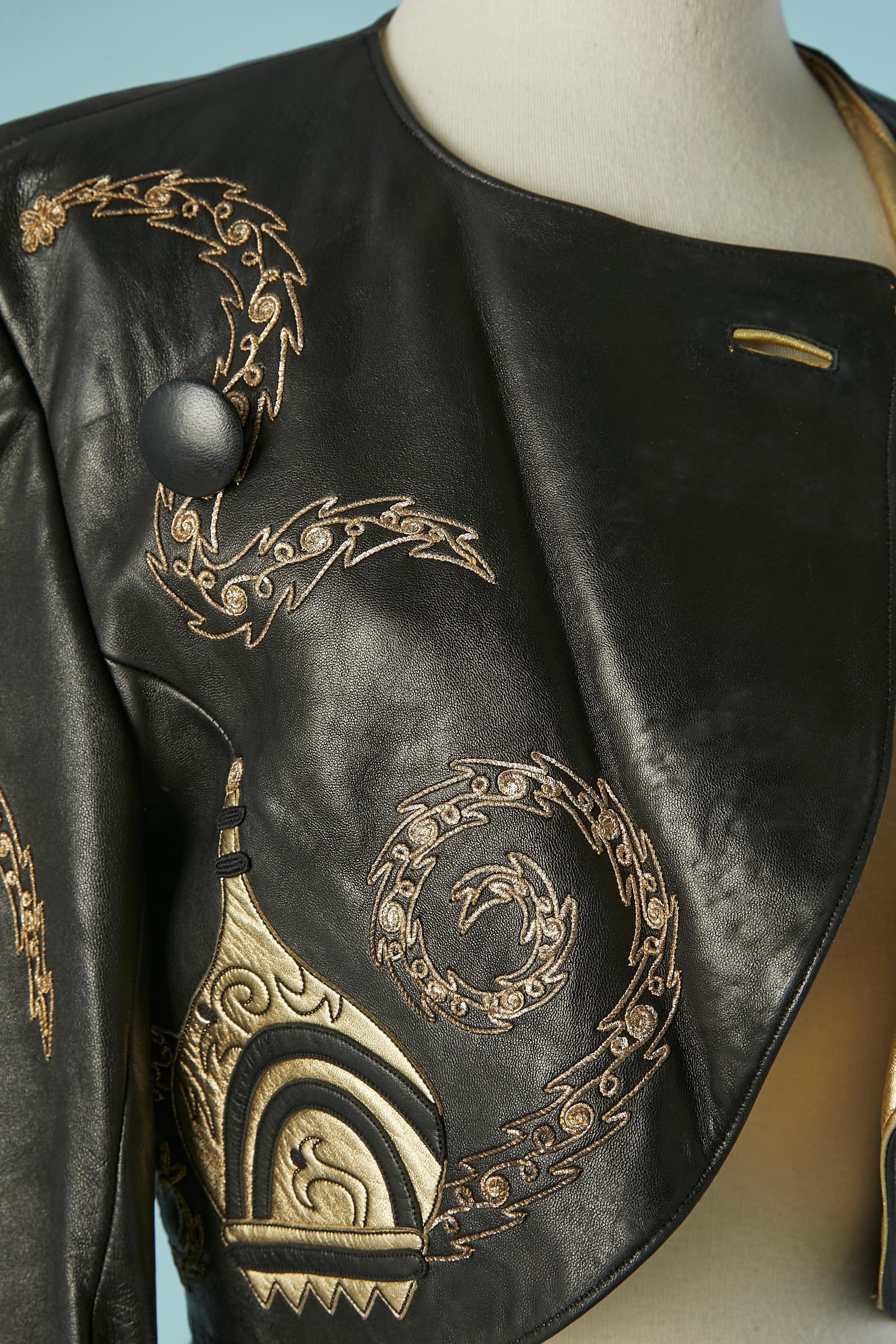 Donna Boléro JEAN-CLAUDE JITROIS in pelle nera e dorata Circa 1980 in vendita