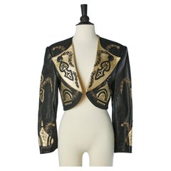 Boléro en cuir noir et or JEAN-CLAUDE JITROIS Circa 1980's