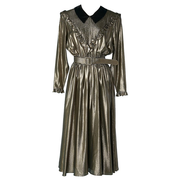 slim fit dress slacks GOLDEN BABY MAXI SATIN DRESS WITH GOLD CHAIN TRIM BLACK – AKIRA main image 1