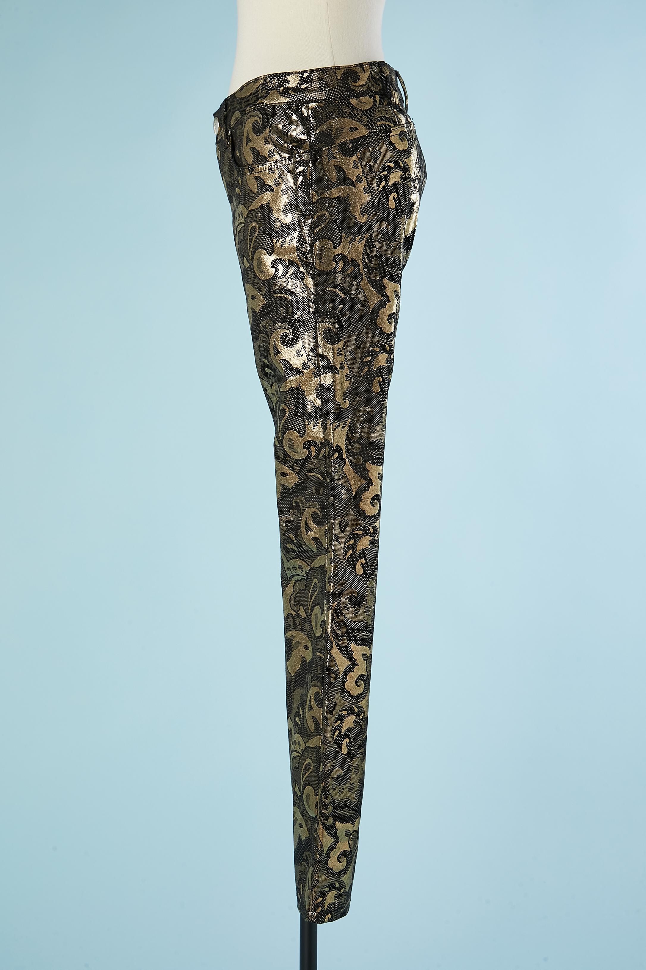 Women's or Men's Black and gold lurex pattern pant Versace Collection  For Sale