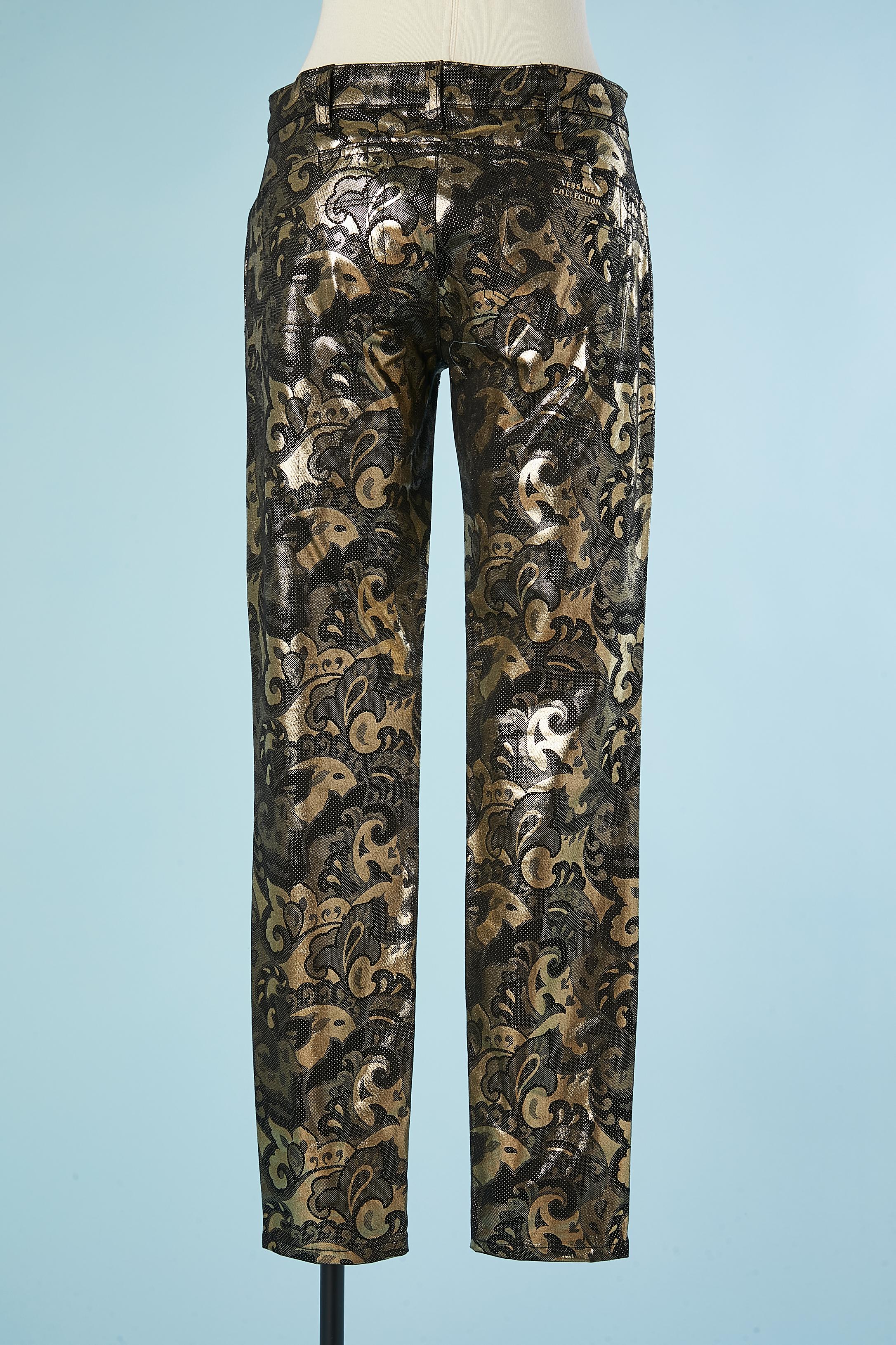 Black and gold lurex pattern pant Versace Collection  For Sale 1