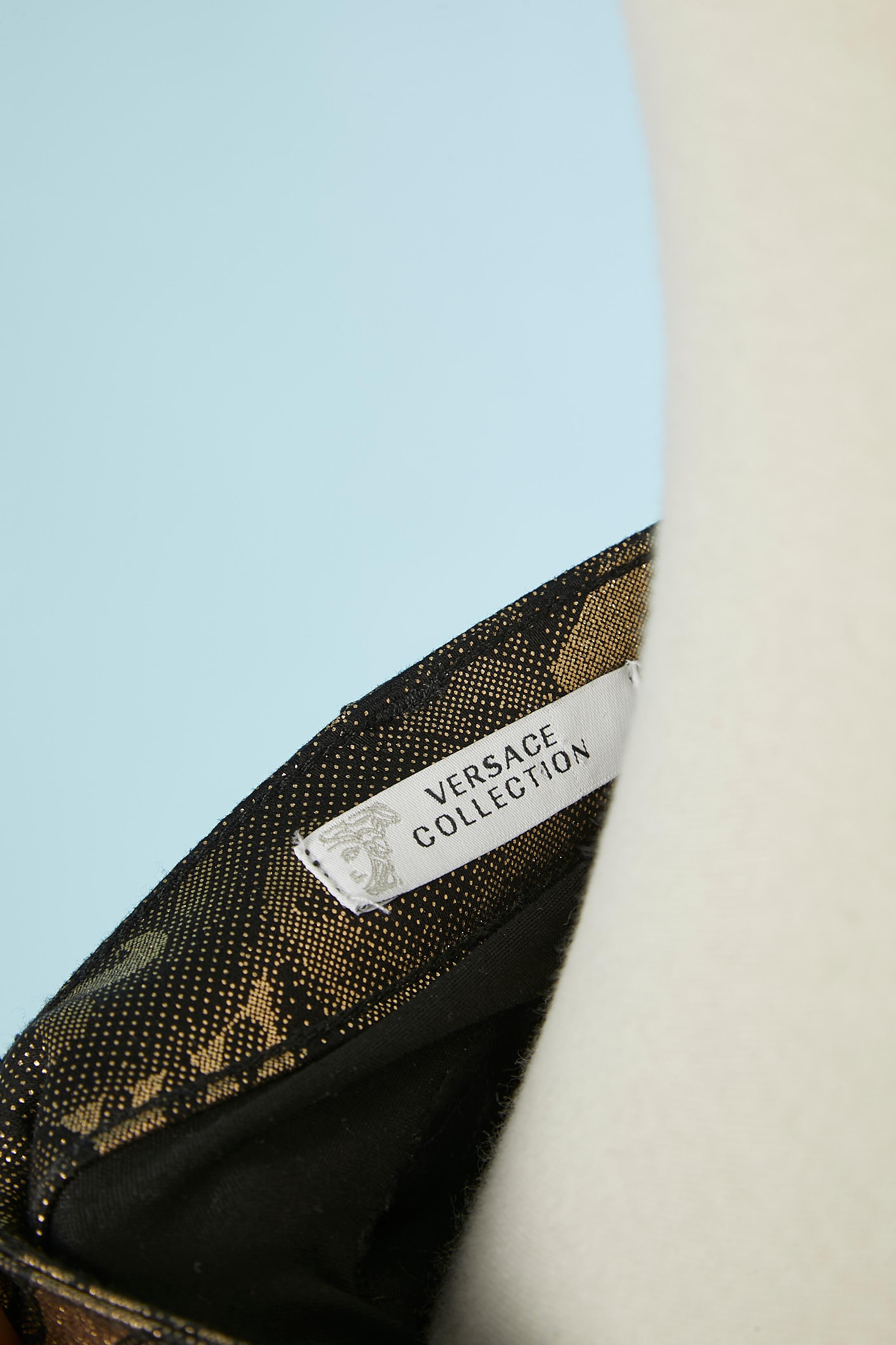 Pantalón con estampado de lúrex negro y dorado Versace Collection en venta 2