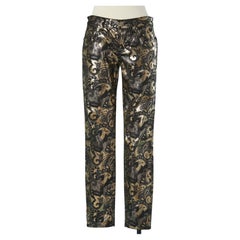 Black and gold lurex pattern pant Versace Collection 