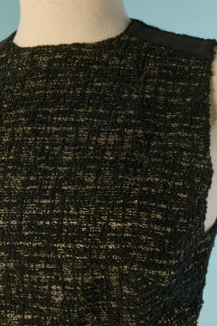 Schwarz-goldenes Lurex-Tweed-Cocktailkleid ohne Ärmel ALEXANDRE VAUTHIER