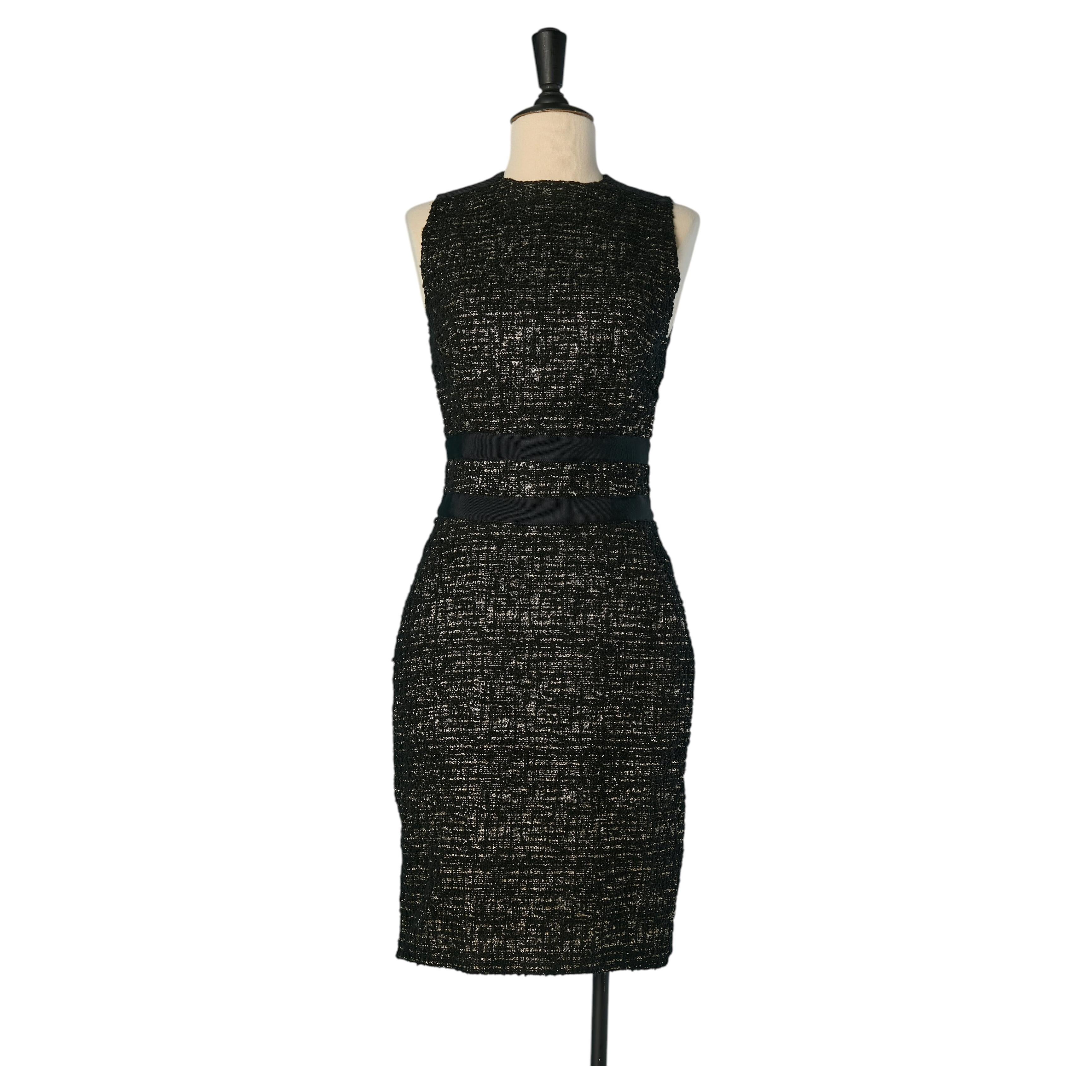 Vestido de cóctel sin mangas de tweed de lúrex negro y dorado ALEXANDRE VAUTHIER