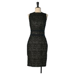 Schwarz-goldenes Lurex-Tweed-Cocktailkleid ohne Ärmel ALEXANDRE VAUTHIER