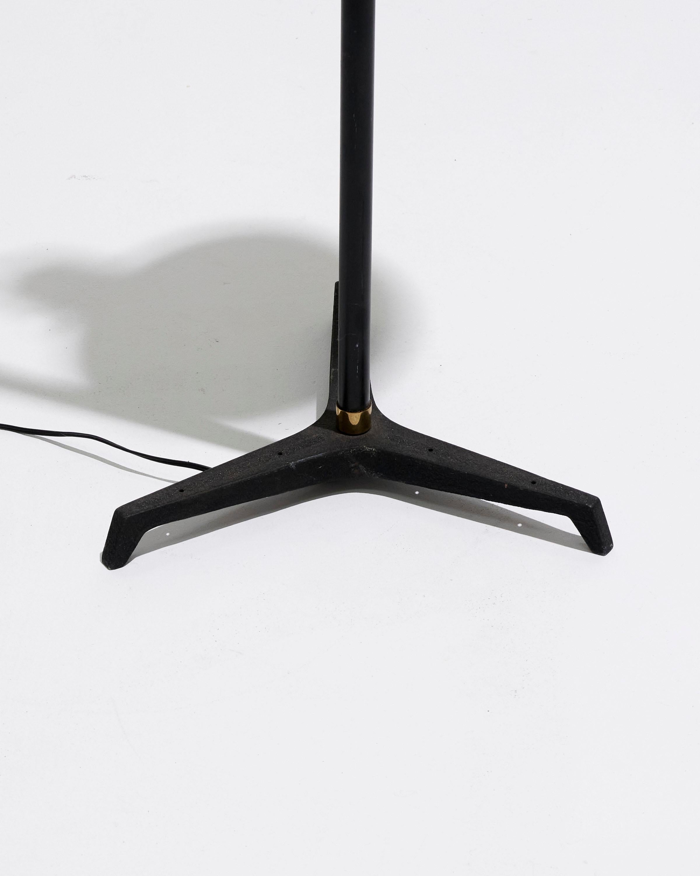 Metal Black and gold metal floor lamp, 1950s For Sale