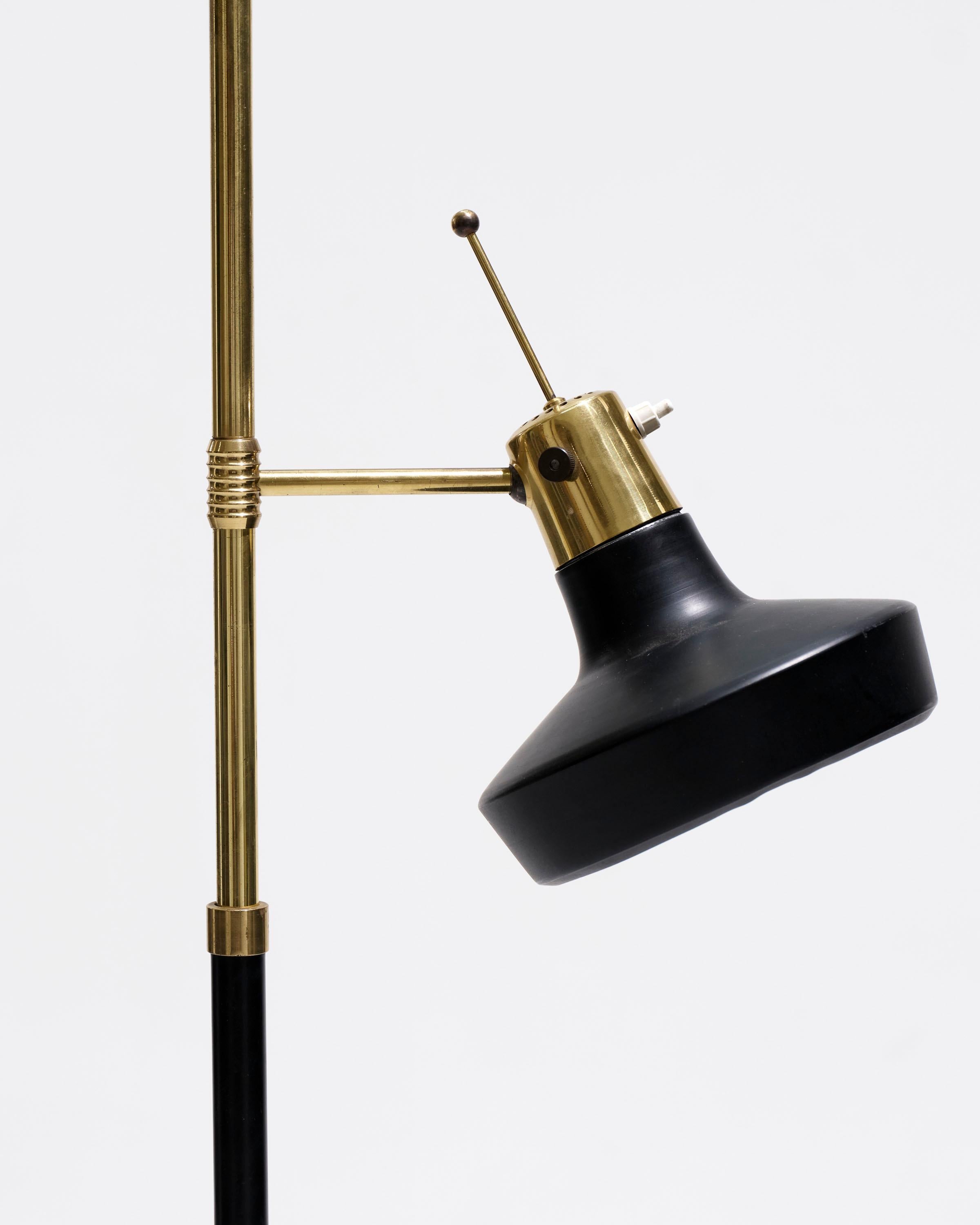 Black and gold metal floor lamp, 1950s For Sale 2