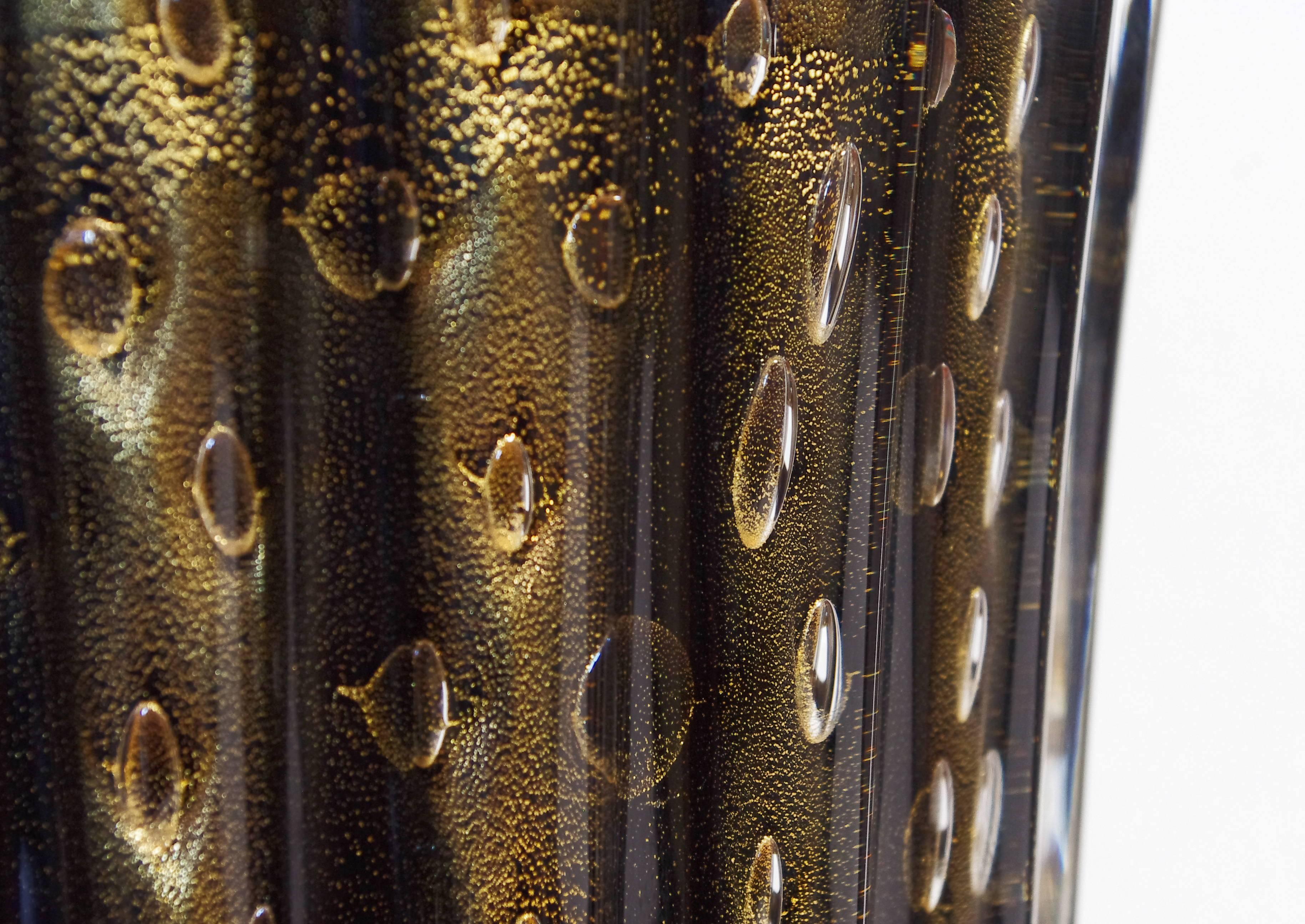 Italian Black and Gold Murano Vases by Pino Signoretto