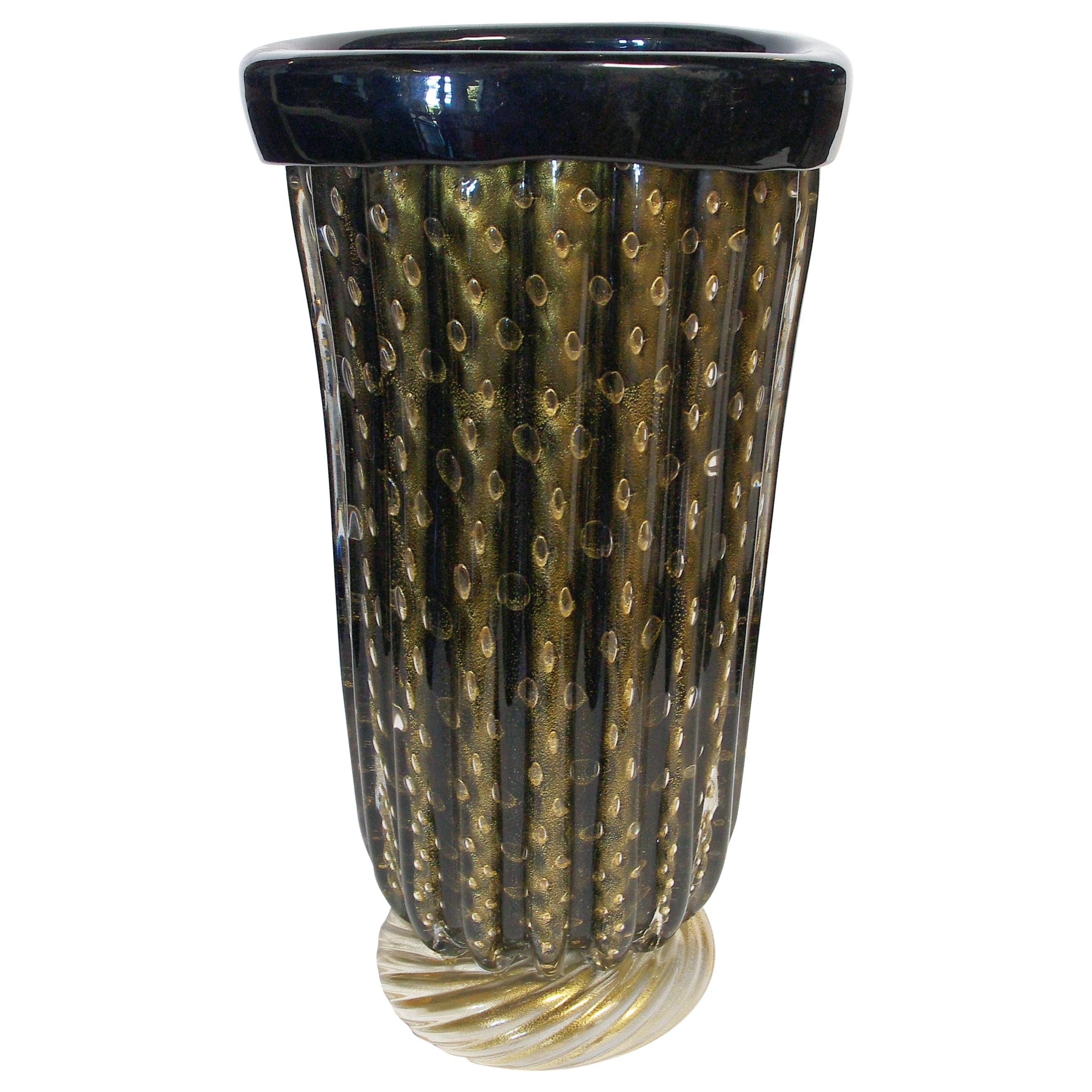 Black and Gold Murano Vases by Pino Signoretto
