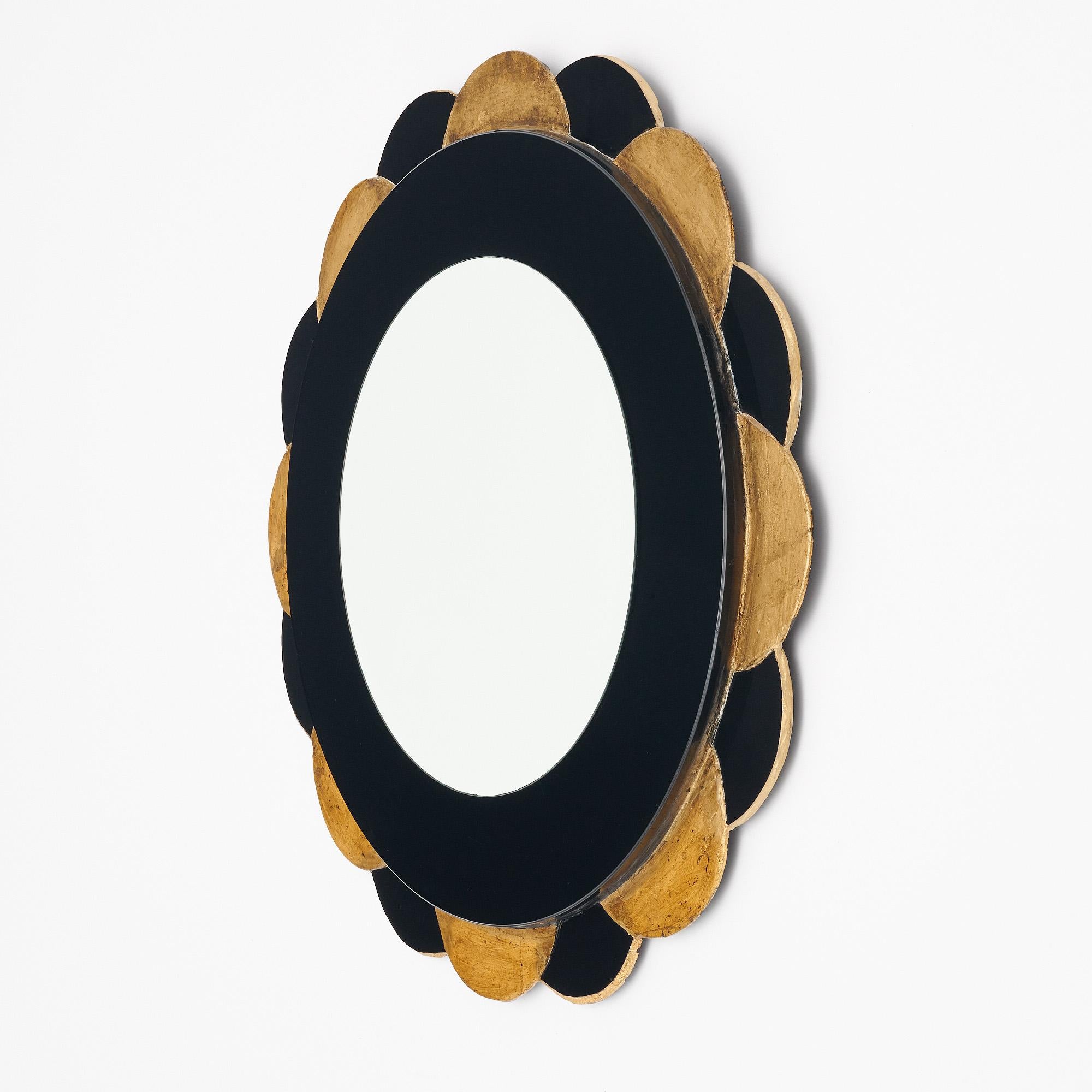 Schwarz und Gold Neo Barock Sunburst Spiegel (Glas) im Angebot