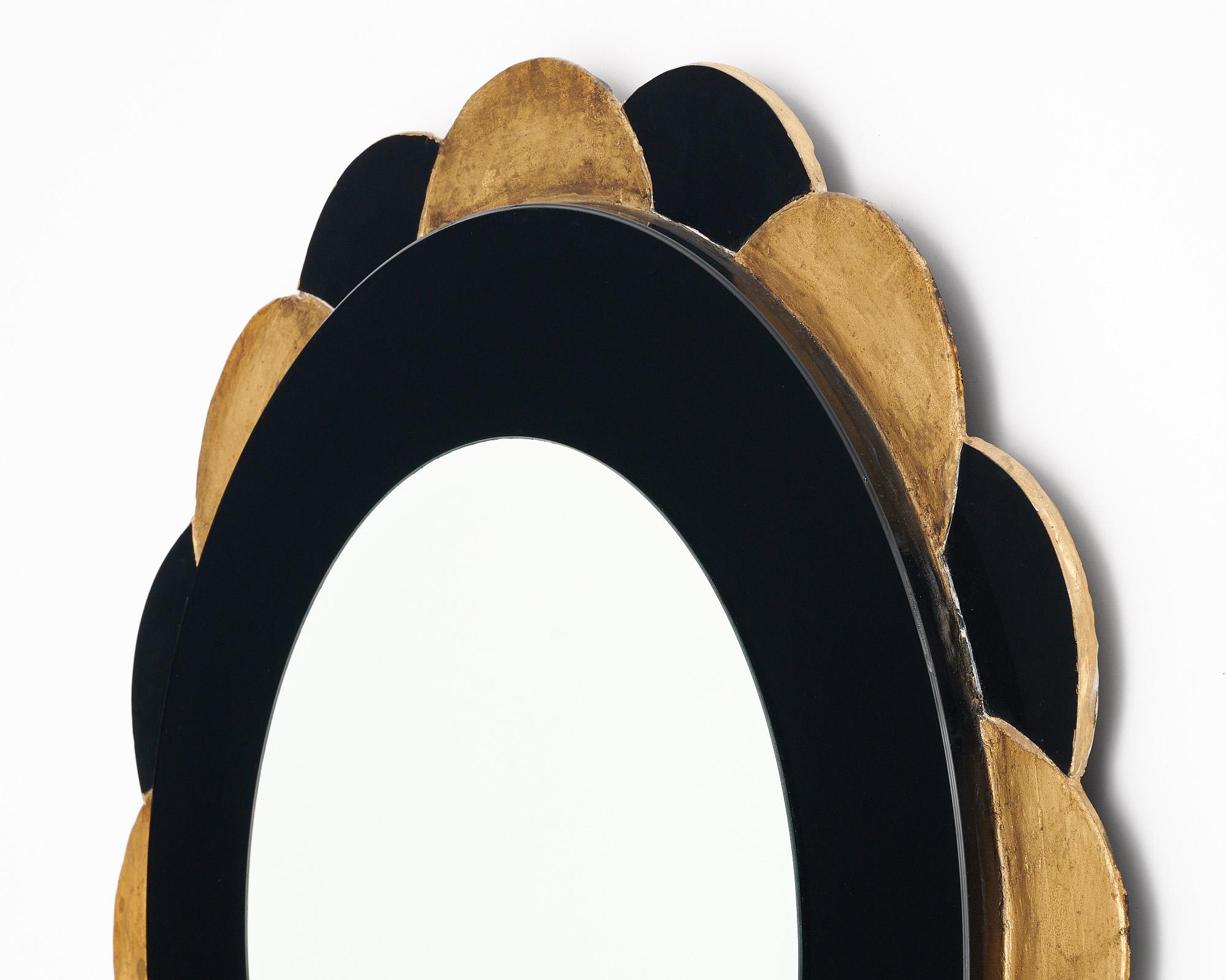 Schwarz und Gold Neo Barock Sunburst Spiegel im Angebot 1