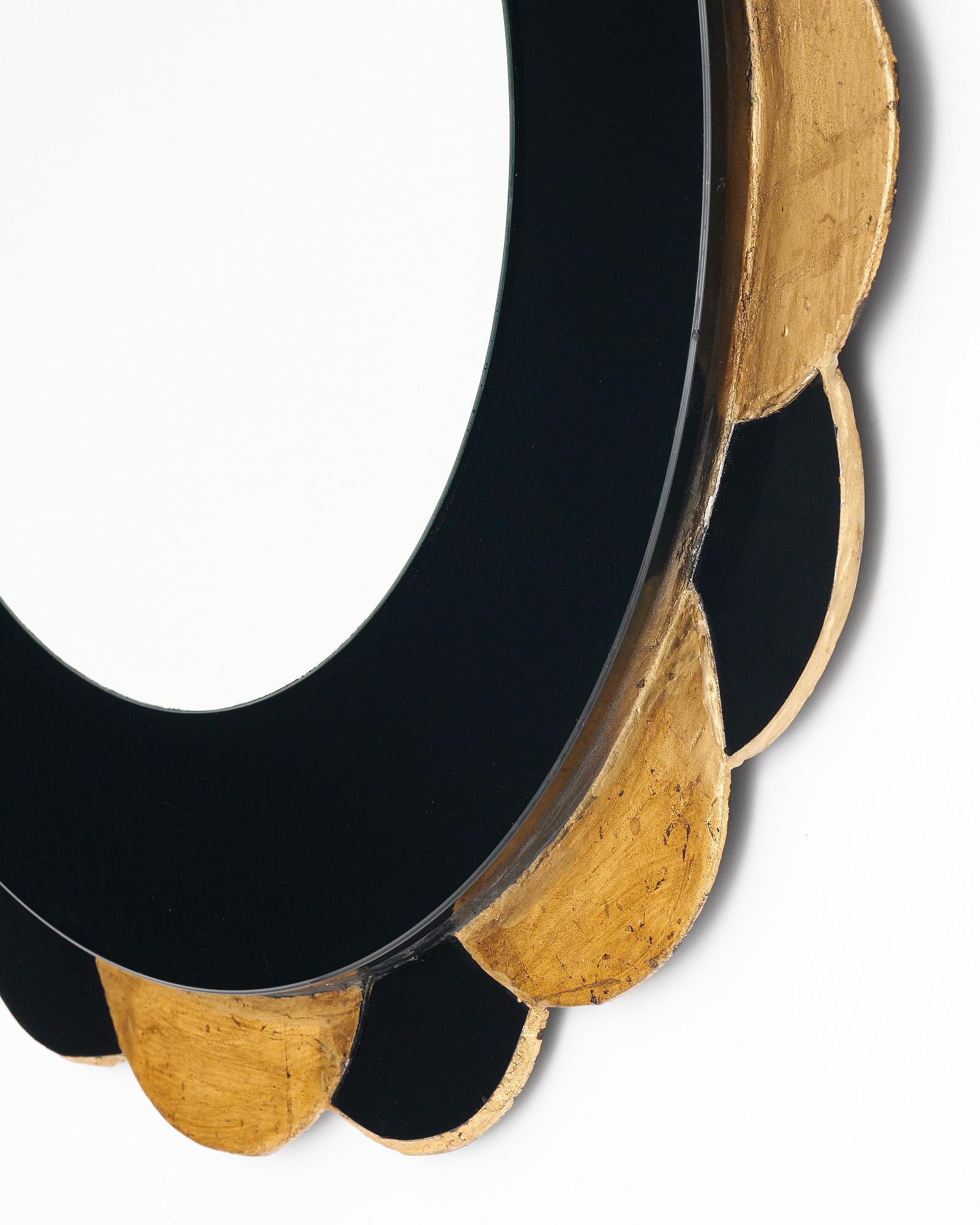 Schwarz und Gold Neo Barock Sunburst Spiegel im Angebot 2