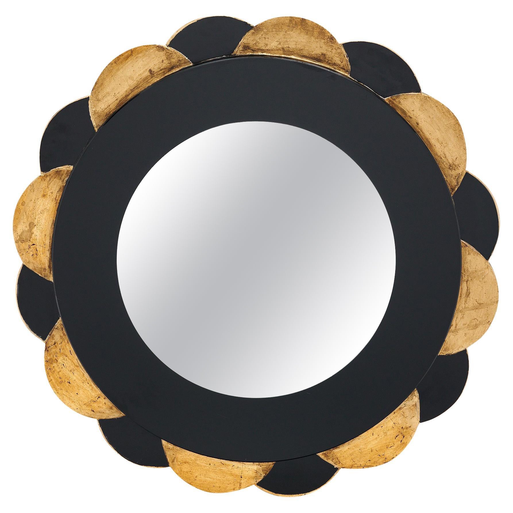 Black and Gold Neo Baroque Sunburst Mirror For Sale