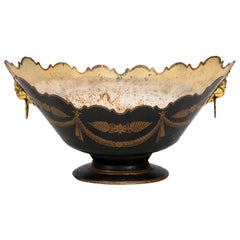 Black and Gold Painted Tole Cache Pot