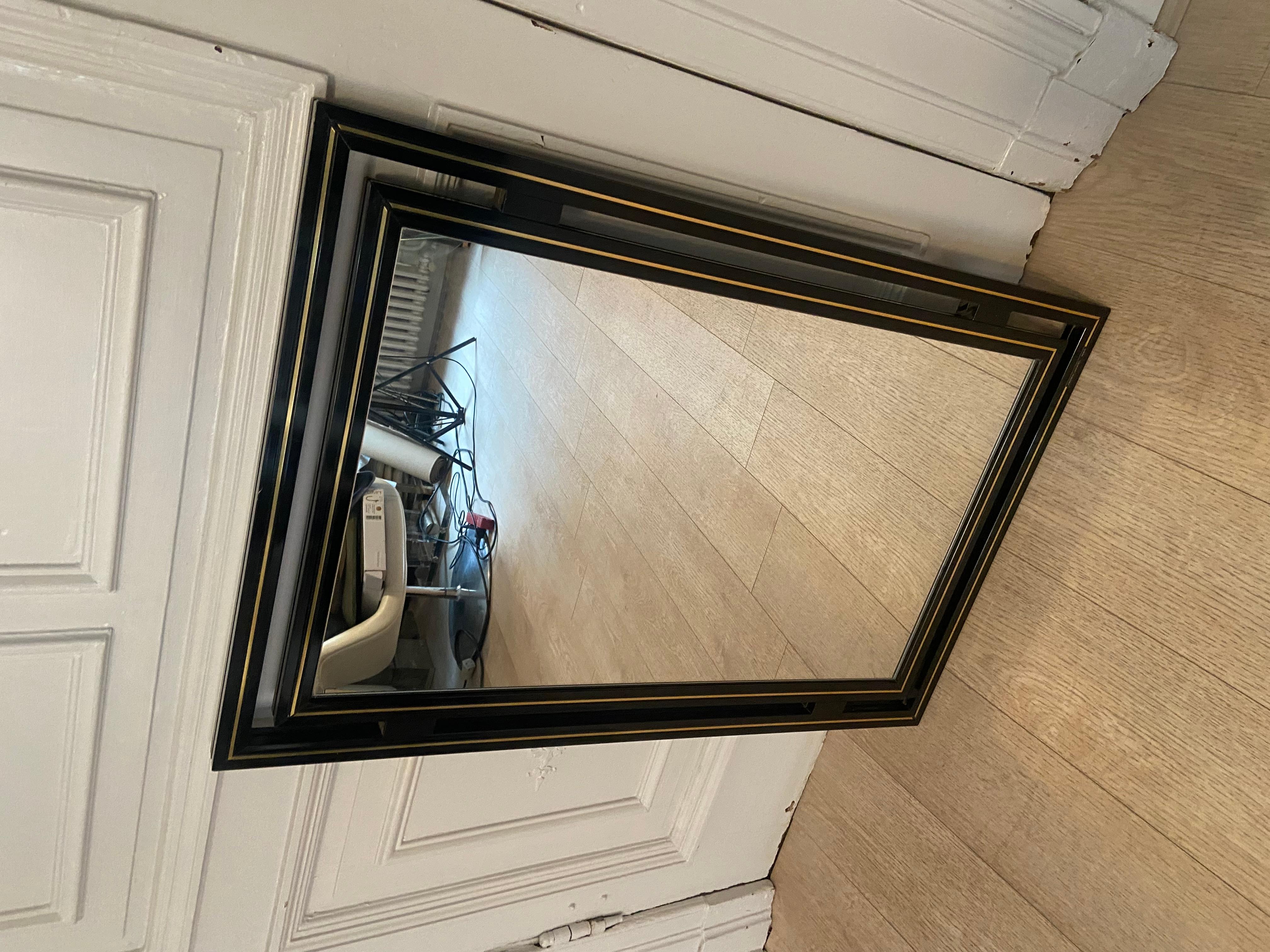 20th Century Black and gold Pierre Vandel mirror, 1970s For Sale