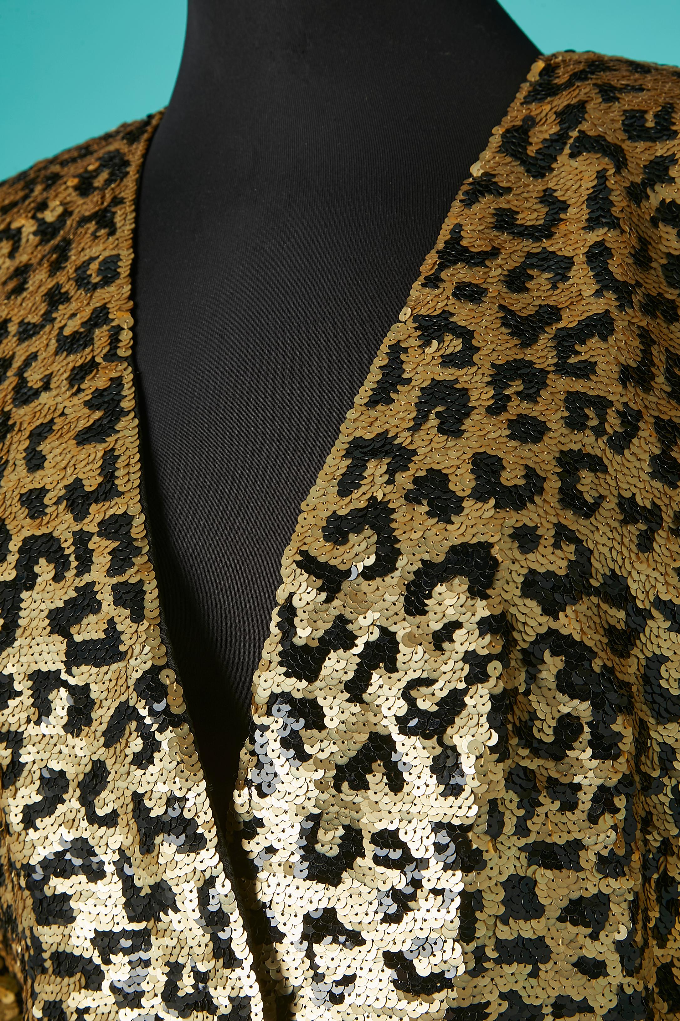 Black and gold sequin evening jacket with animal pattern Black Tie Oleg Cassini  In Excellent Condition For Sale In Saint-Ouen-Sur-Seine, FR