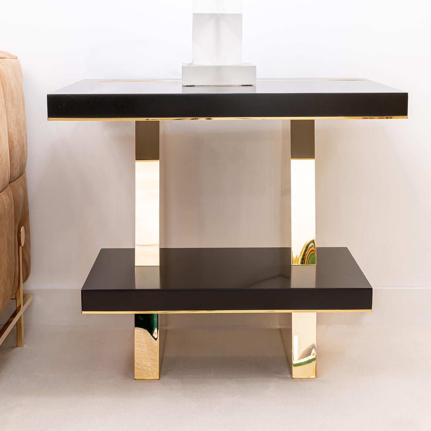 Wood Black and Gold Side Table by CG Capelletti For Sale