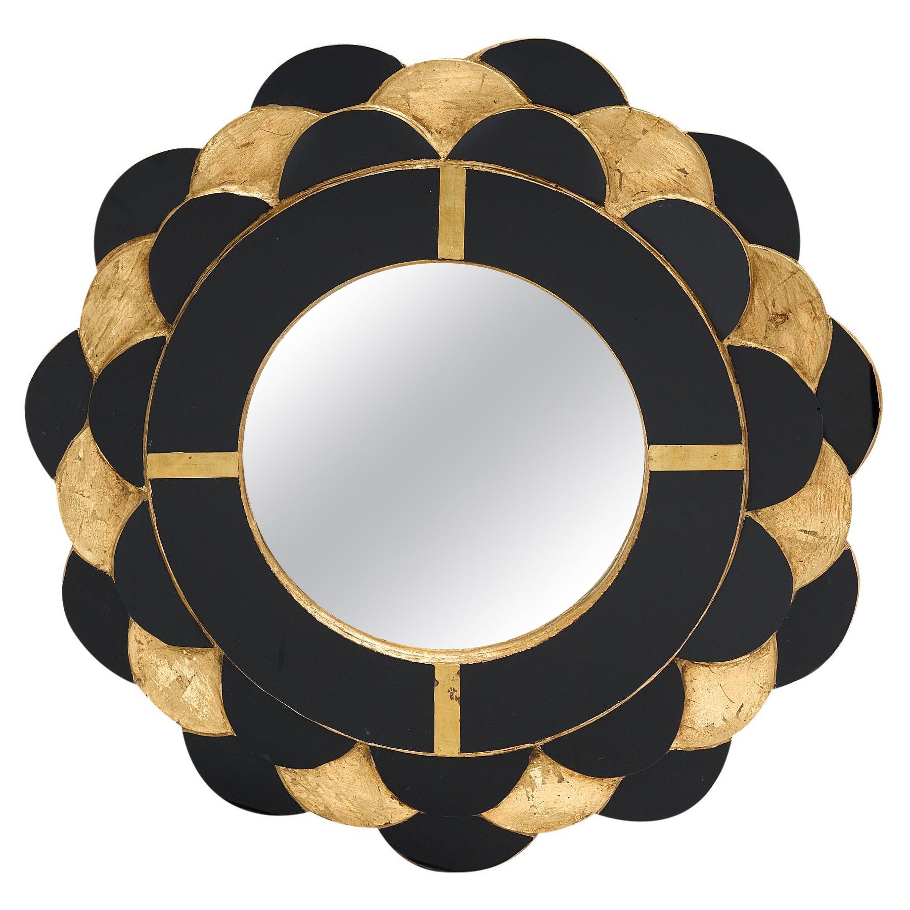 Black and Gold Spanish Flower Mirror