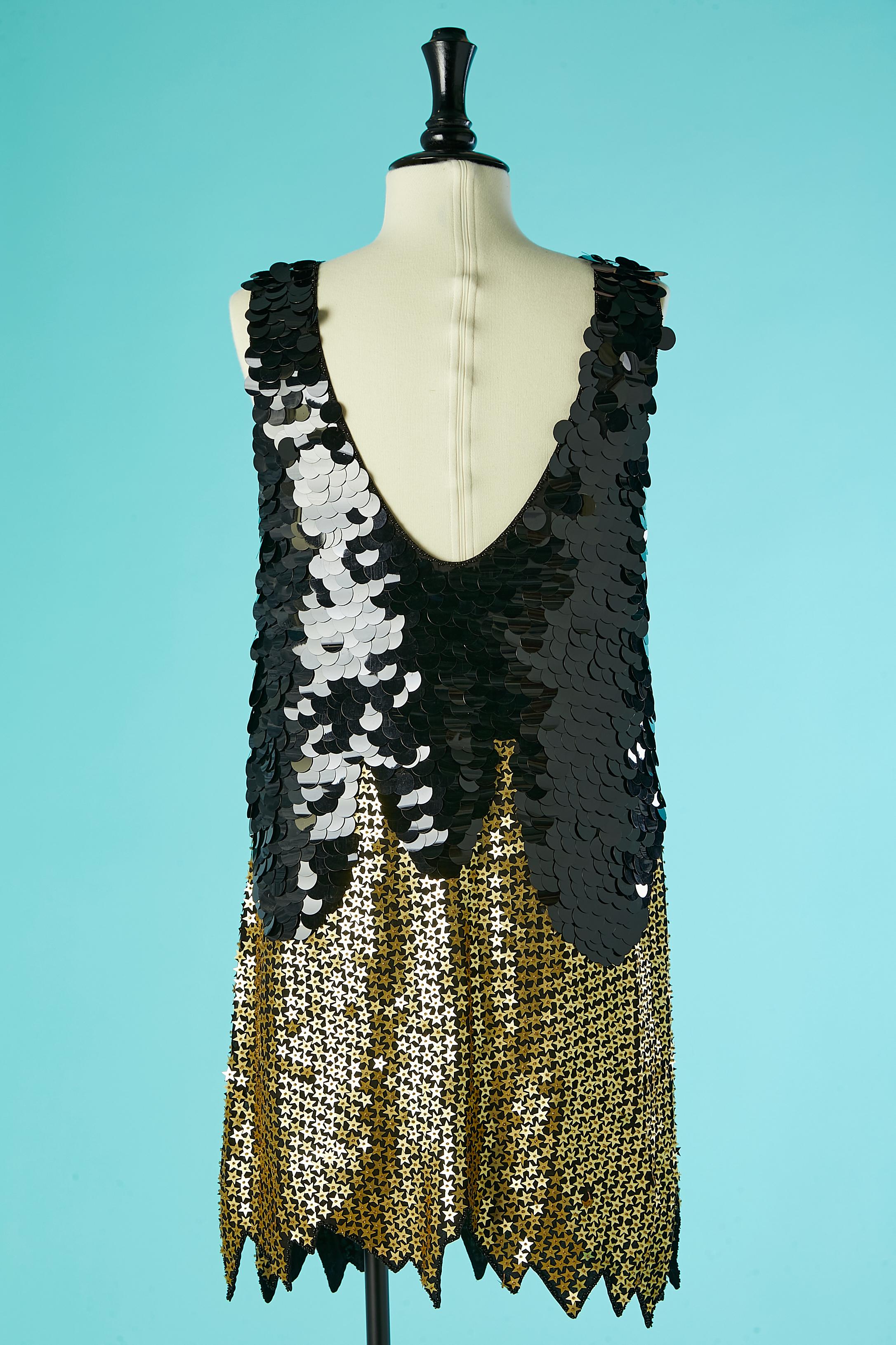 Black and gold star sequin cocktail dress Manoush  For Sale 2