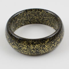 Black and Gold Threads Resin Lucite Bracelet Bangle