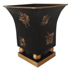 Black and Gold Tole Petite Catchpot with Bees