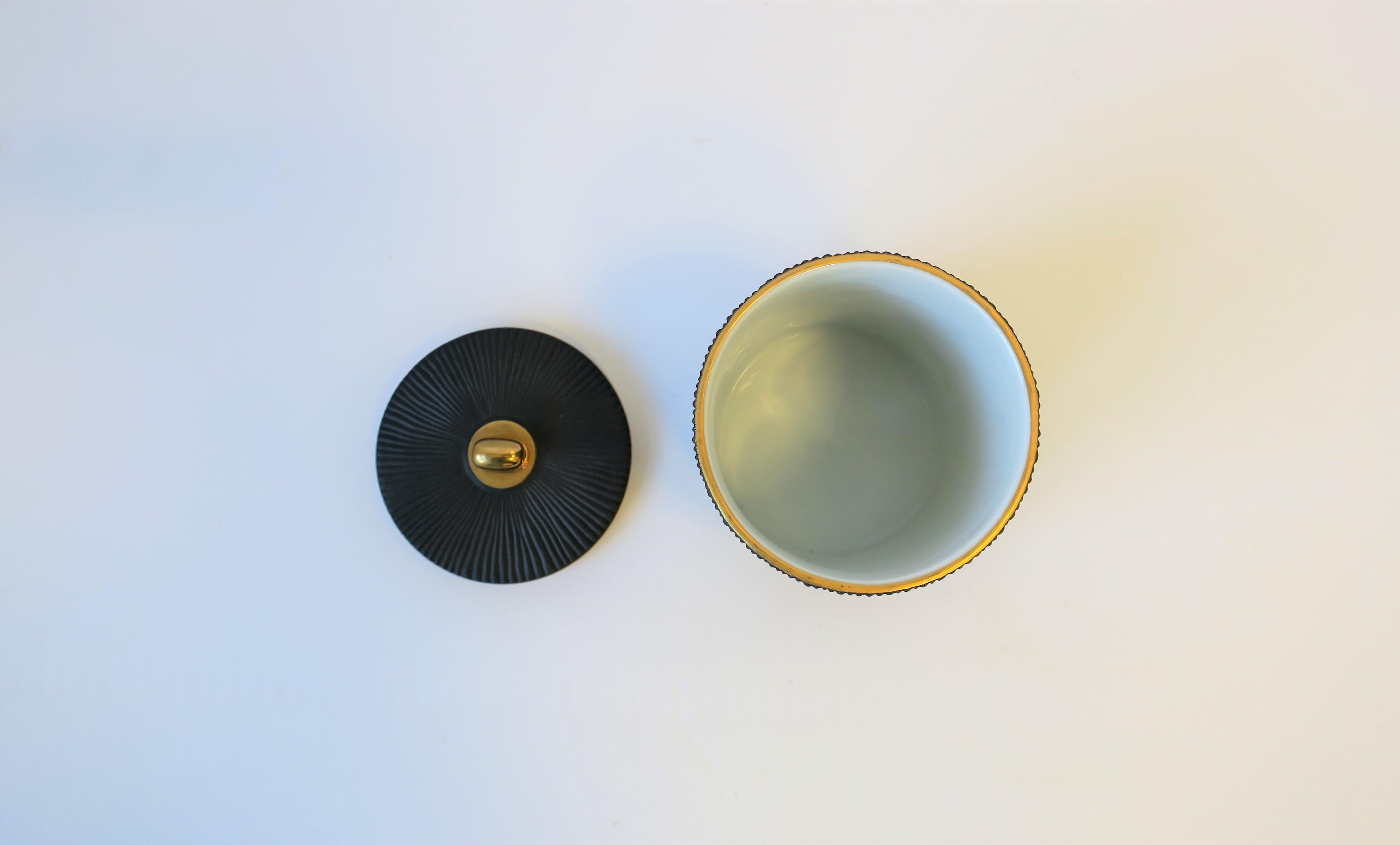 Unglazed Charcoal Grey and Gold Porcelain Vanity Bath Vessel Box For Sale