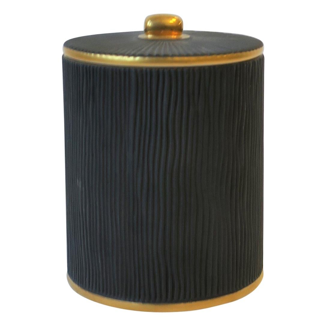 Charcoal Grey and Gold Porcelain Vanity Bath Vessel Box For Sale