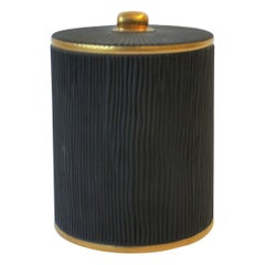 Charcoal Grey and Gold Porcelain Vanity Bath Vessel Box