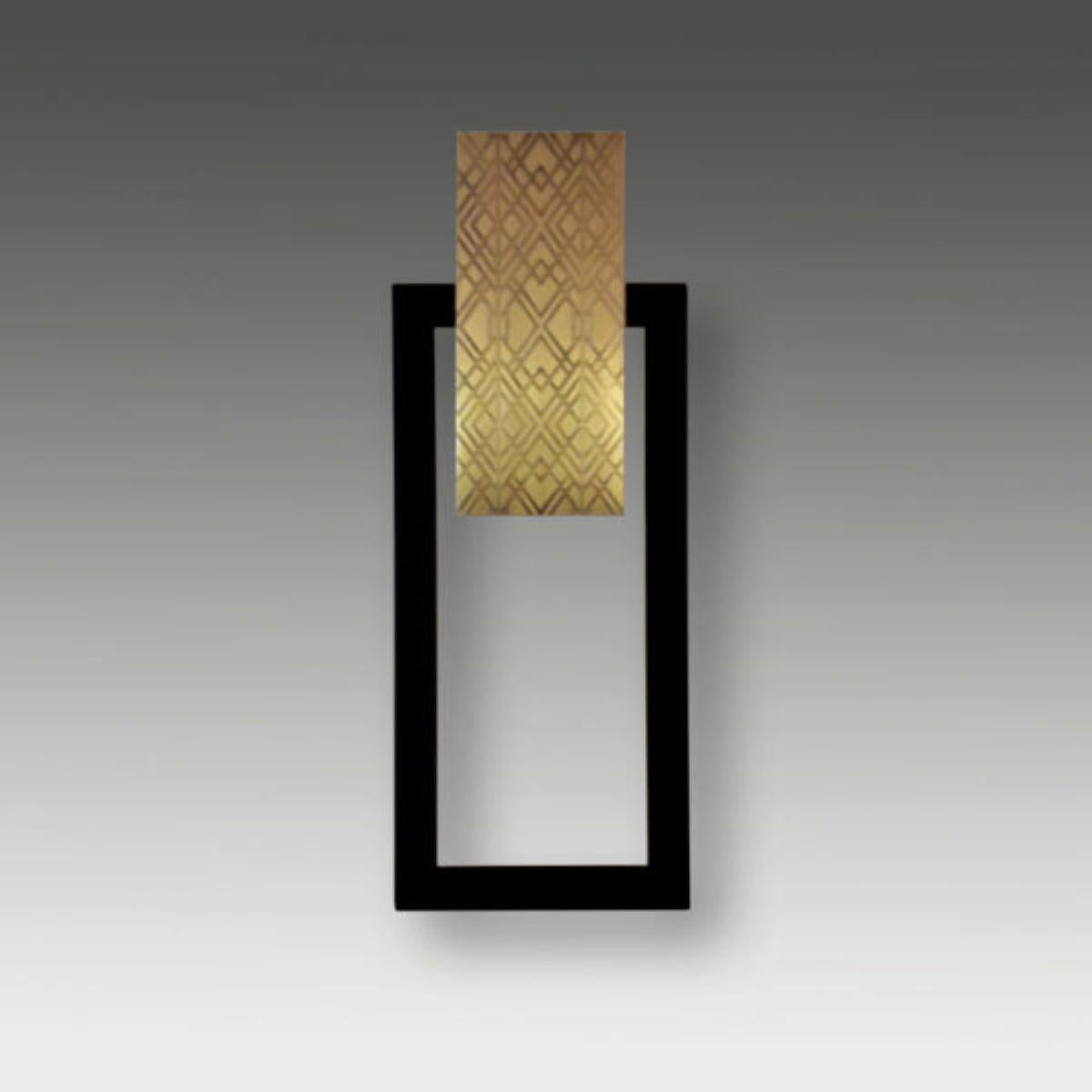 Aplique de pared negro y dorado - Frank 3, H 52 cm Marroquí en venta
