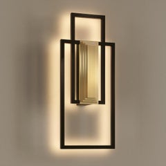 Black and gold wall light fixture – handmade engraved brass lighting