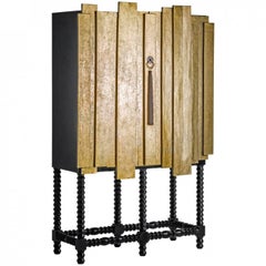 Black and Gold Wooden Cabinet