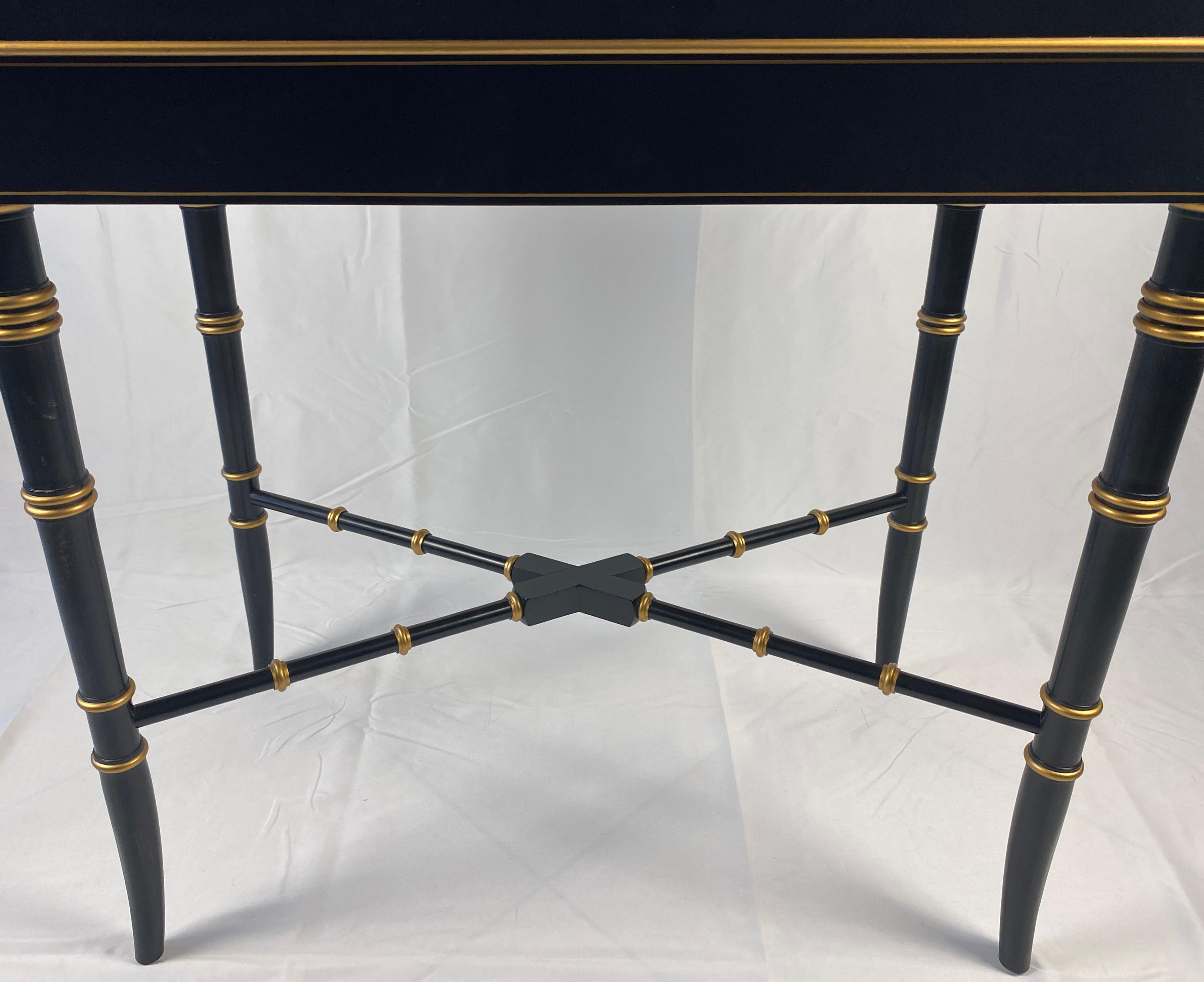 Black and Gold Wooden Tray Table Bamboo Style Legs For Sale 2
