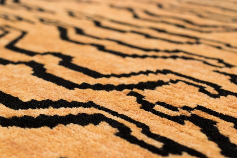 Black and Golden Tan Wool Tibetan Tiger Area Rug at 1stDibs giant