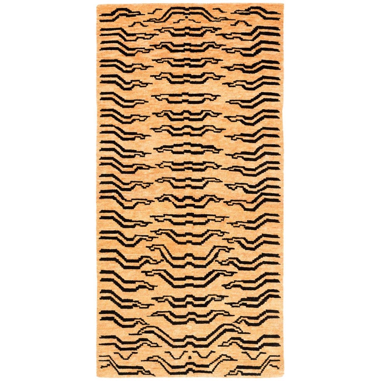 Black and Golden Tan Wool Tibetan Tiger Area Rug at 1stDibs giant
