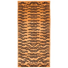 Black and Golden Tan Wool Tibetan Tiger Area Rug