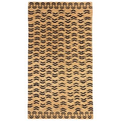 Black and Golden Tan Wool Tibetan Tiger Area Rug